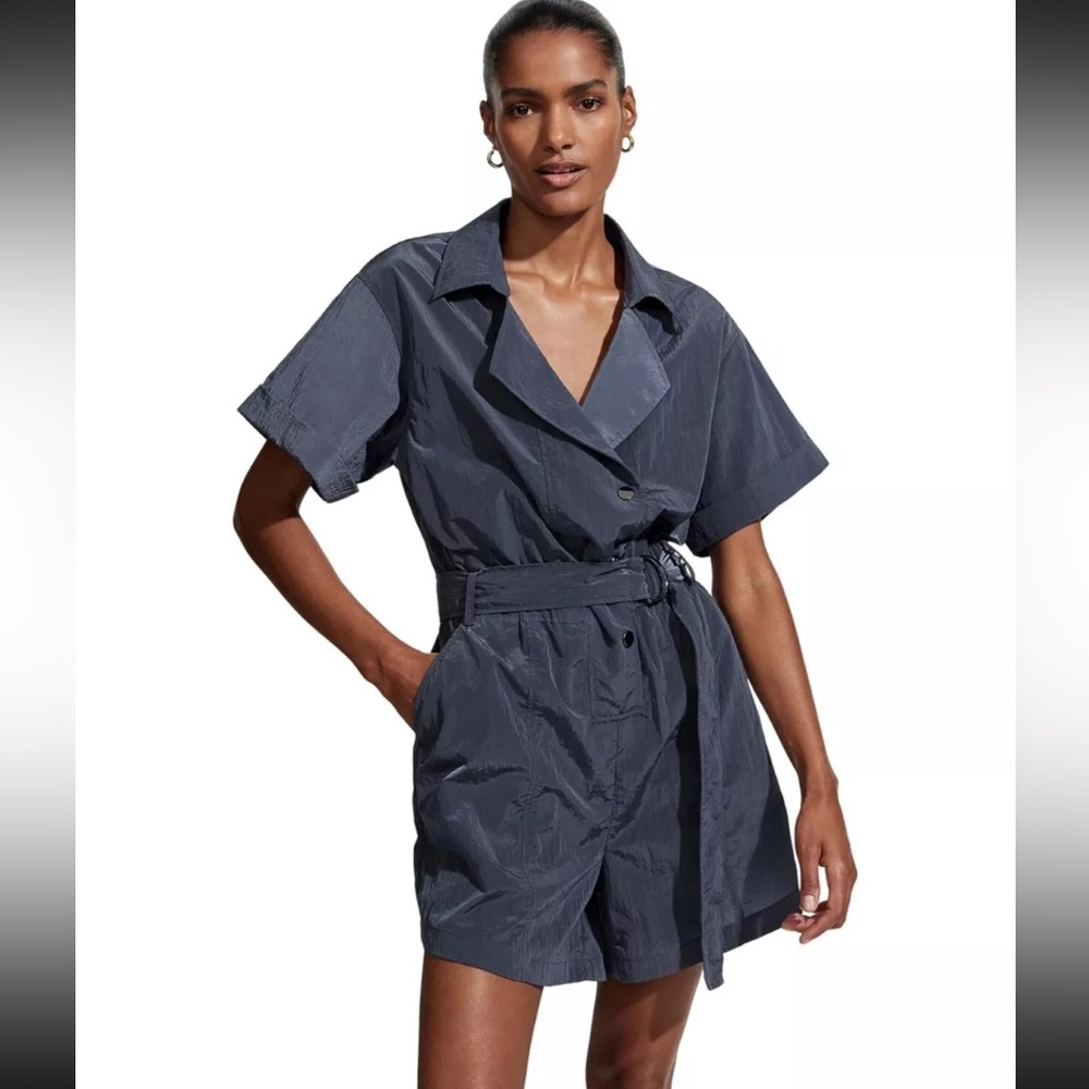NWT Anthropologie Varley Blue Belle Boxy Playsuit Nylon Romper SMALL - $188 NEW!